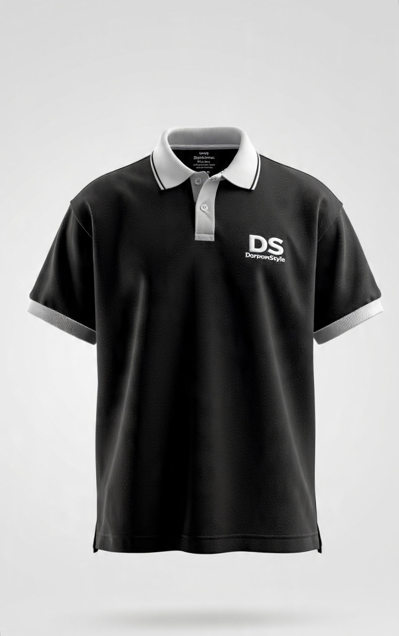 DorponStyle DS Polo Shirt - Premium Cotton Pique | Black-White Combo | M-2XL